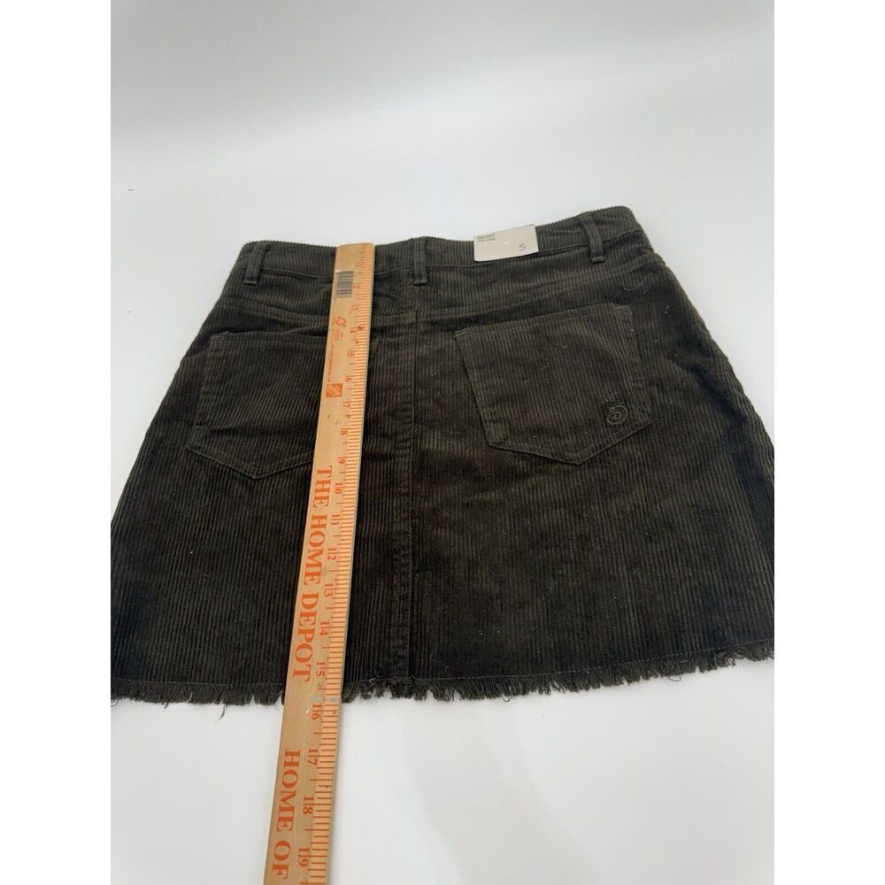 Indigo Rein Corduroy Skirt Size 5 Green Velvelt Mini Distressed Raw Hem Juniors - Picture 7 of 7